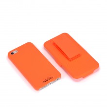 Walleva Orange Shock Resistant+Holster Case For iPhone 5/5S With Belt Clip